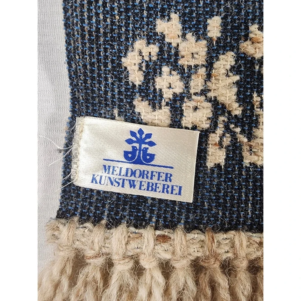Vintage German Meldorfer Kunstweberei Woven Wool Tapestry Cottagecore Folk Art